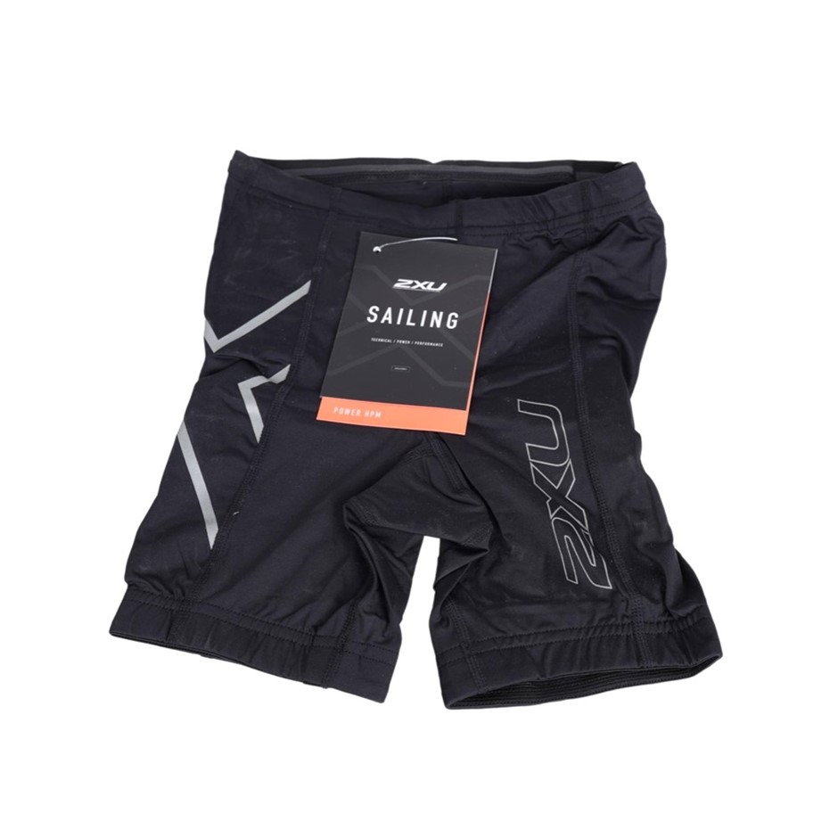 7 x 2XU Youth Girls High Performance Power Short, Size M, Black/Reflective.