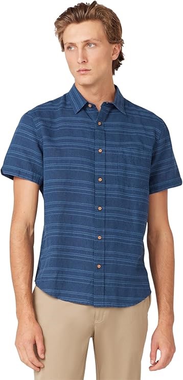 BEN SHERMAN Men's YD Stripe Shirt, Size L, Navy, BSWLSW80. RRP: $110. Buye