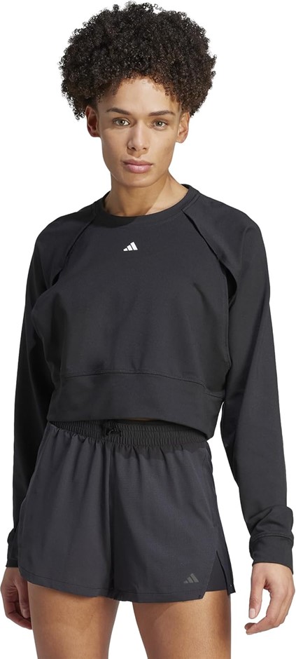 ADIDAS Women's Performance Power Aeroready Cover-Up Cropped Sweatshirt, Siz