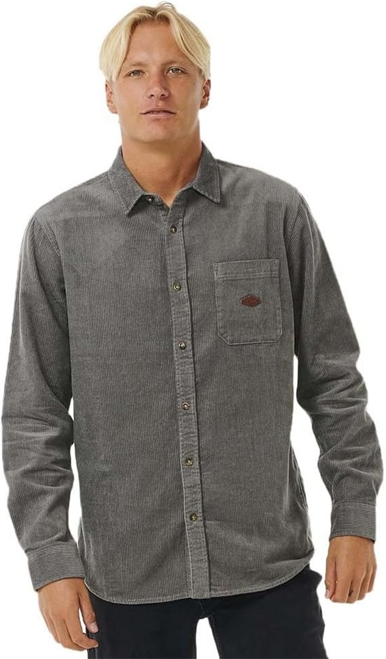 RIP CURL Men's Classic Surf Cord Long Sleeve Shirt, Size S, Charcoal Grey,