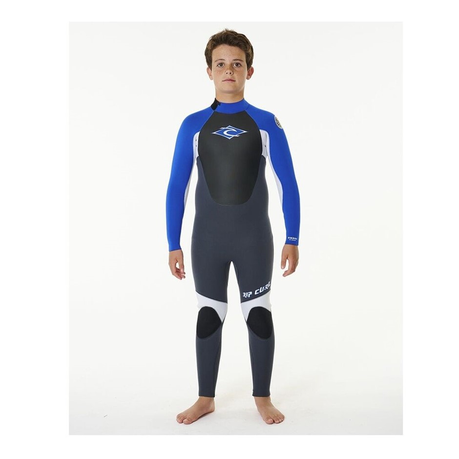 RIP CURL Boy's Omega 3/2 Back Zip Steamer Kids Wetsuit, Size 14, Blue / Gre