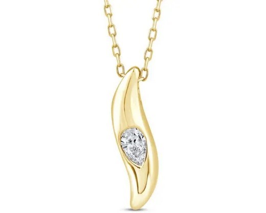 9K YELLOW GOLD 0.12ct F VS LAB DIAMOND PEAR NECKLACE 40-45cm