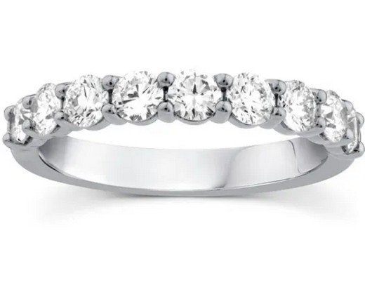 9K WHITE GOLD 1.00ct F VS LAB DIAMOND RND ANNIVERSARY BAND