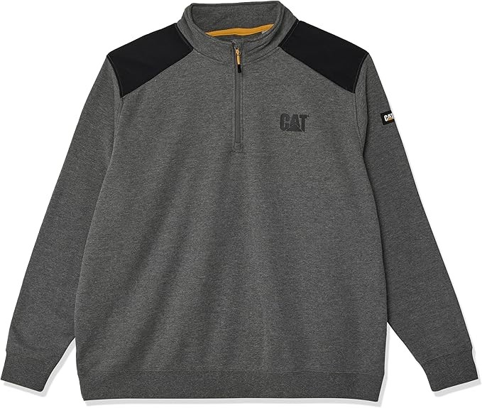 CAT Caterpillar Men's Essential 1/4 Zip Sweatshirt, Size 2L, Dark Heather G