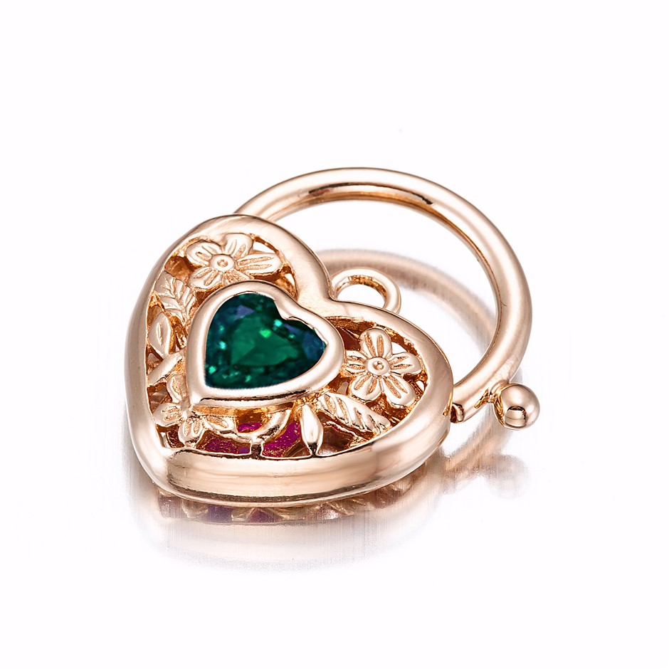 BIJ'OR-18ct Heavy Rose Gold Plated Green Filigree Heart Locket -USA,RRP $59