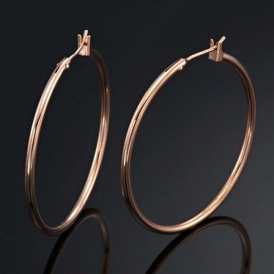 BIJ'OR-18ct Heavy Rose Gold Plated Large 35mm Hoop Earring - USA,RRP $39