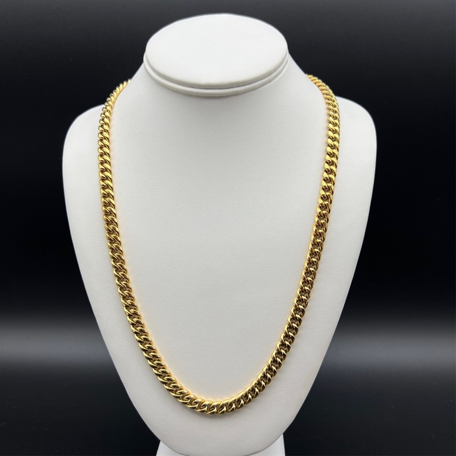18K Gold-Filled Cuban Chain Necklace, 8MM Wide - 66cm