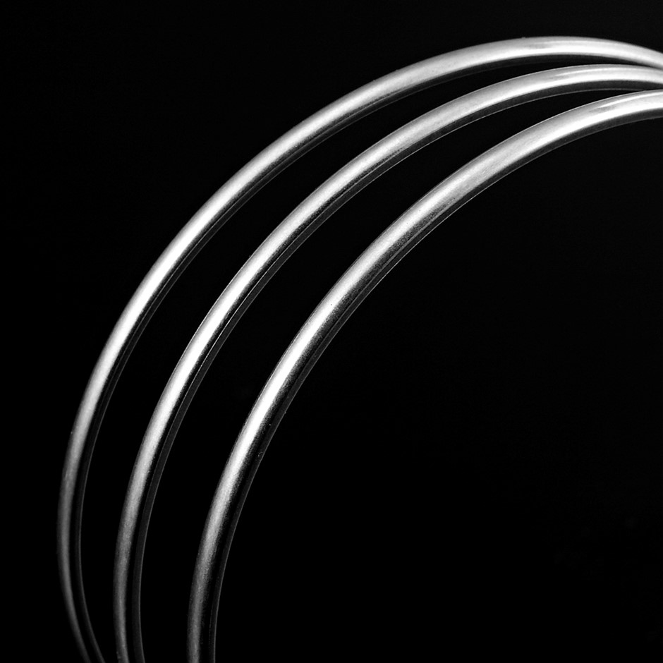 BIJ'OR-925 Sterling Silver Plated Plain 3mm Triple Bangle Set-USA,RRP $60