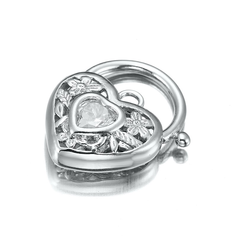 BIJ'OR-925 Sterling Plated Simulated Diamond Filigree Heart Locket,RRP $30