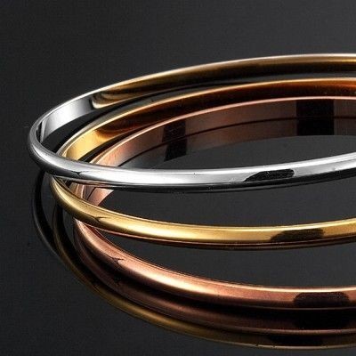 BIJ'OR-18ct 925 Sterling, Rose & Yellow Gold Plated 3mm Bangle Set,RRP $120