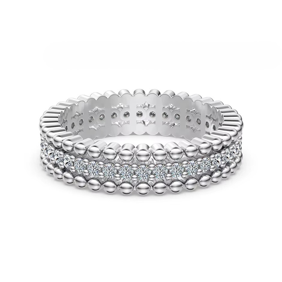 0.525ct GRA Certified Moissanite 925 Sterling Silver Band Ring - Size 6