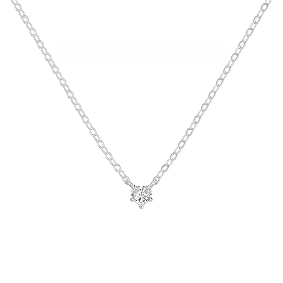 0.30ct Heart Cut GRA Certified Moissanite 925 Silver Pendant Necklace