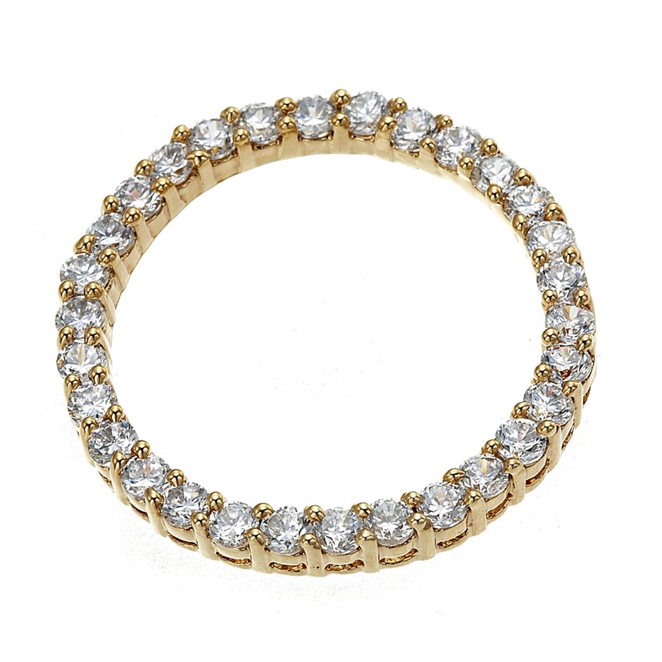 BIJ'OR-18ct Heavy Yellow Gold Plated Crystal Round Eternity Pendant,RRP $49