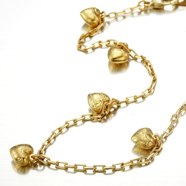 BIJ'OR-18ct Heavy Yellow Gold Plated Heart Charm Anklet,RRP $99