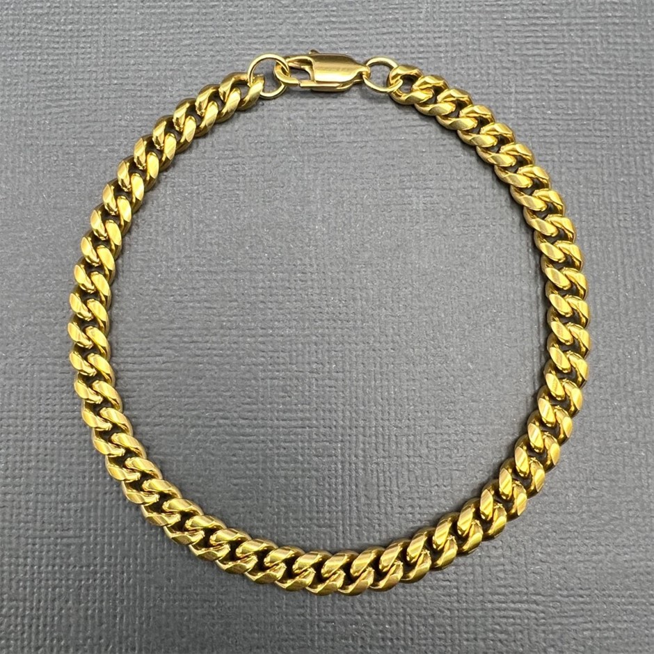 18K Gold-Filled Cuban Link Chain Bracelet, 6MM Wide - 22.8cm