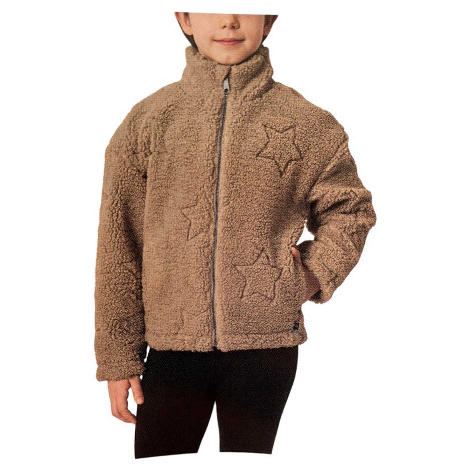 MONDETTA Unisex Youth Teddy Fleece Jacket, Size S-7/8, Toasted Coconut.