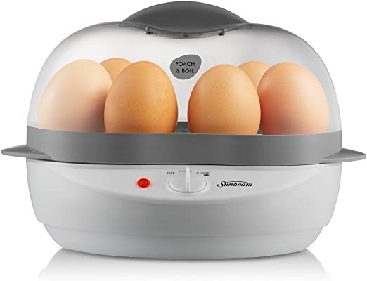 SUNBEAM EC1300 Poach and Boil Egg Cooker, Colour White. NB: Has been used.