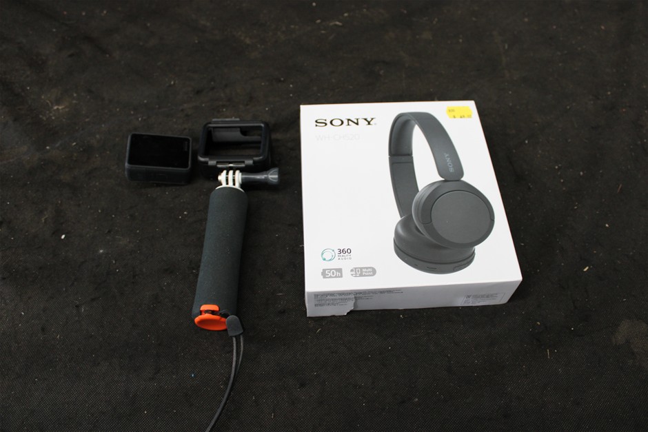 Sony WH-CH520 Headphones and GoPpro with Hand Grip