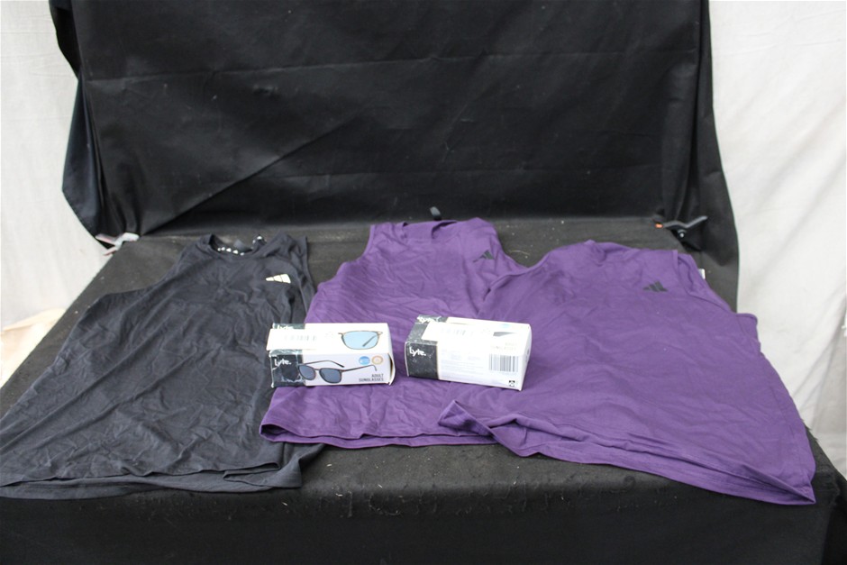 3 x Adidas Singlets and 2 x Pairs of Lyte Sunglasses
