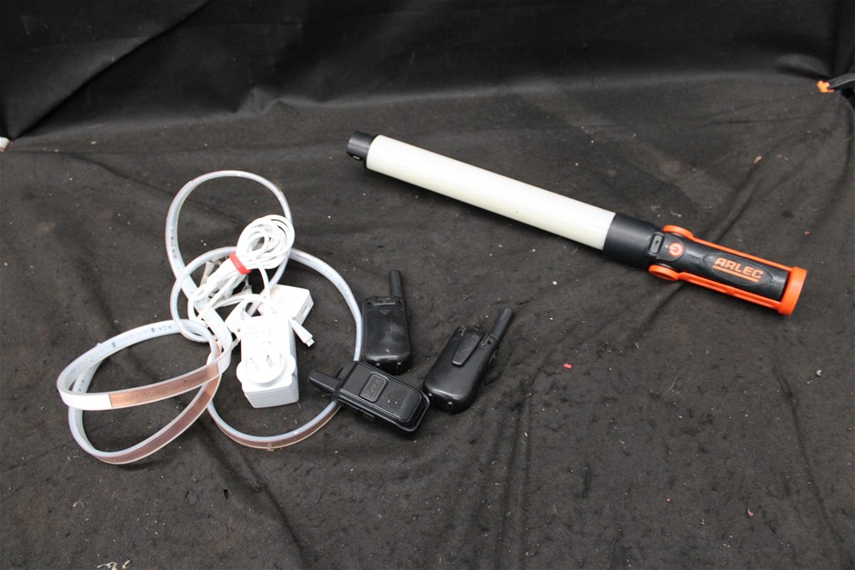 Assorted Items Including Arlec Torch and Handheld Radios