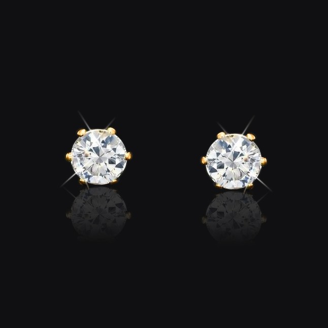 BIJ'OR-18ct Heavy YellowGold Plated Simulated Diamond Stud Earring,RRP $35
