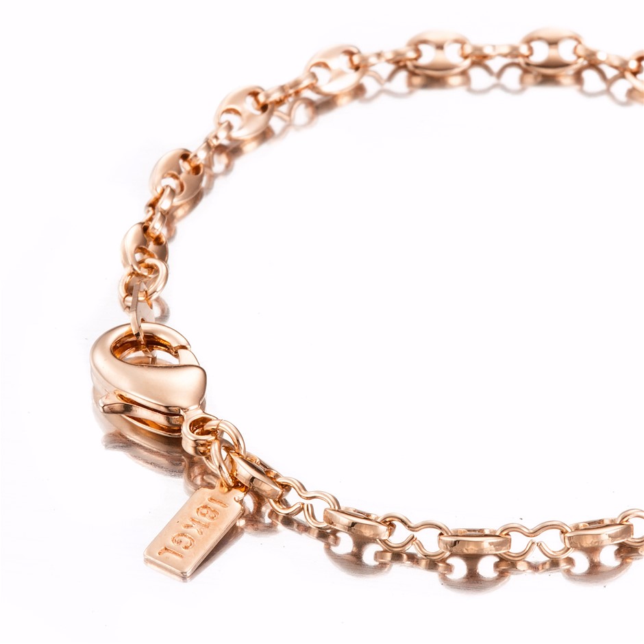 BIJ'OR-18ct Rose Gold 5.5" Marine Anchor Bracelet Parrot Clasp-USA,RRP $59