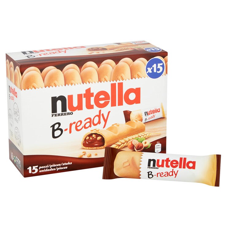 3 x NUTELLA Pack of 15pc B-Ready Bars, 22g Each. N.B. Damaged packaging.