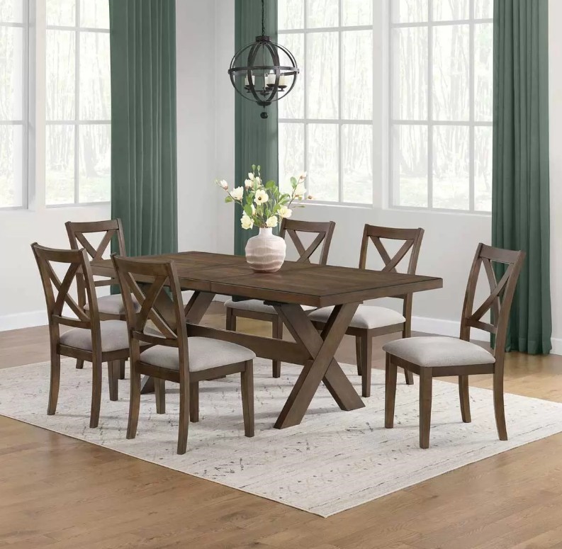 BAYSIDE Furnishings 7 Piece Dining Set. NB: Minor use, not in box.