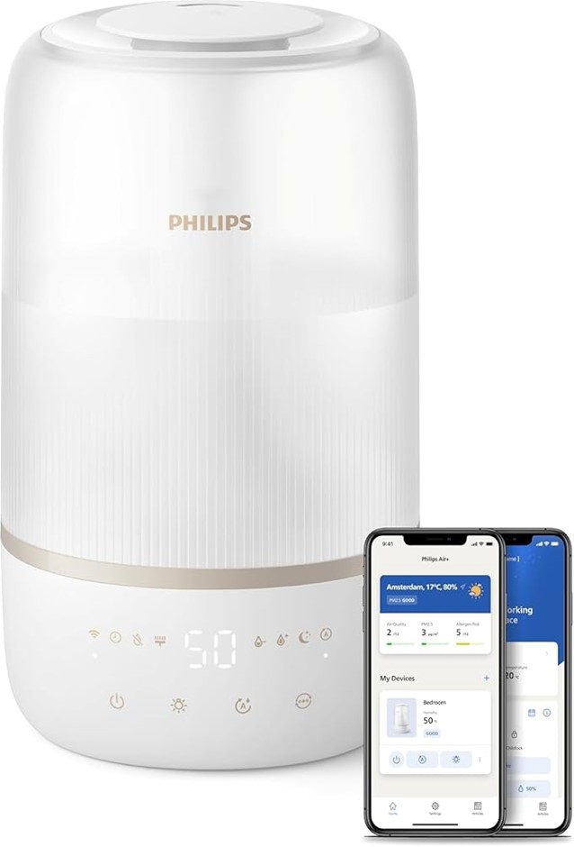PHILIPS Smart Humidifier, Compact yet Powerful with Sky High Mist, Up to 32
