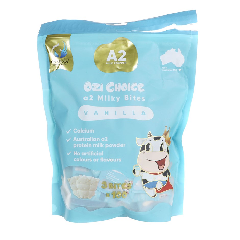 2 x Assorted OZI CHOICE A2 Milky Bites Packs, Incl: Vanilla & Strawberry, 3