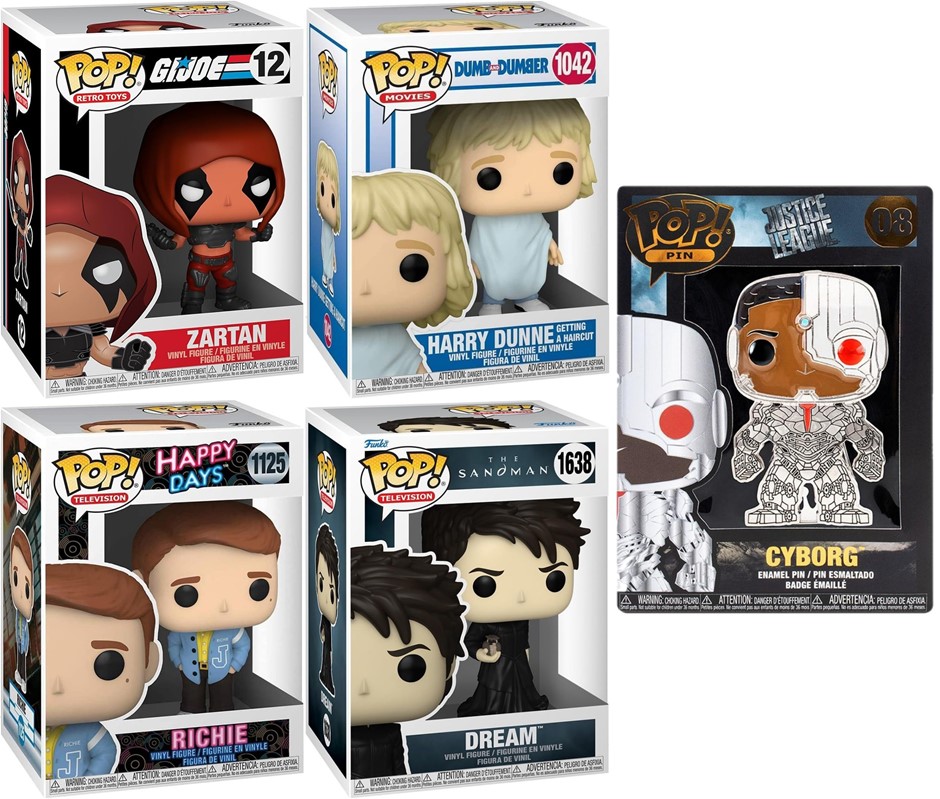 5 x FUNKO POP: Cyborg Enamel Pin (4-Inch), Harry (Haircut), Richie (Happy D