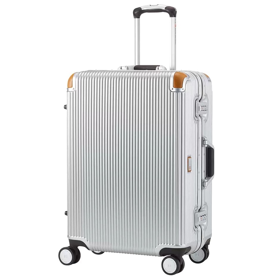 SWISS Military Medium Hardside Luggage, 60cm, Silver. NB: locked. Import