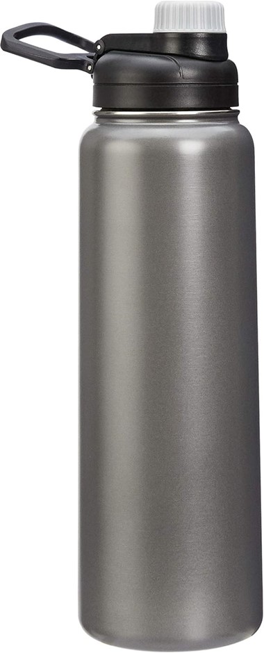 Amazon Basics Stainless Steel Insulated Water Bottle With Spout Lid, 890mL,