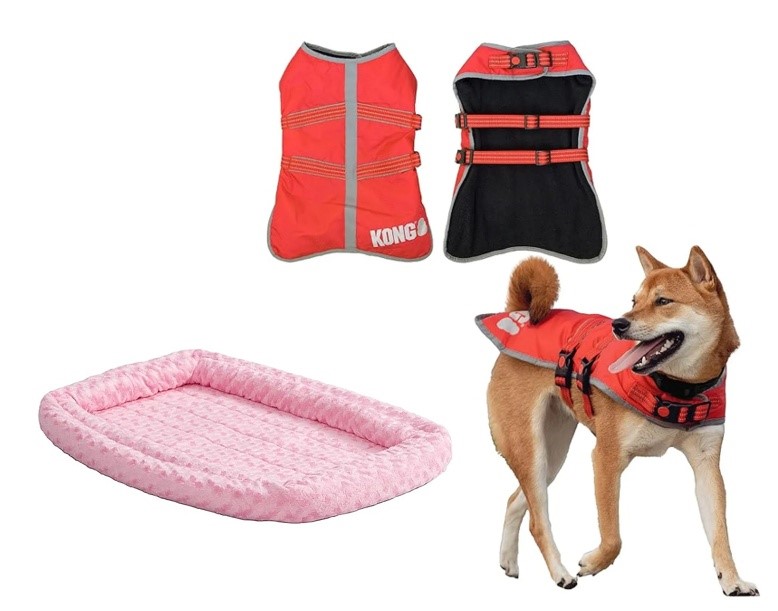 BUNDLE of 2: KONG Red Rip-Stop Blanket Coat for Dogs (Large) + MIDWEST HOME