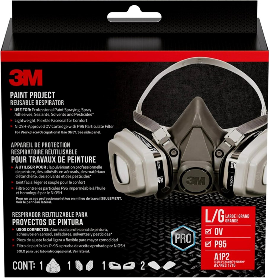 3M P95 / Organic Vapor Paint Project Reusable Respirator 6311, Large Size,