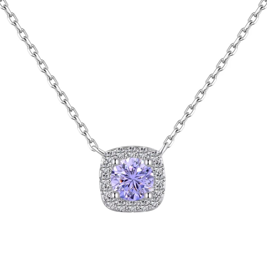 0.5ct 925 Silver Simulated Diamonds Round Pendant Necklace