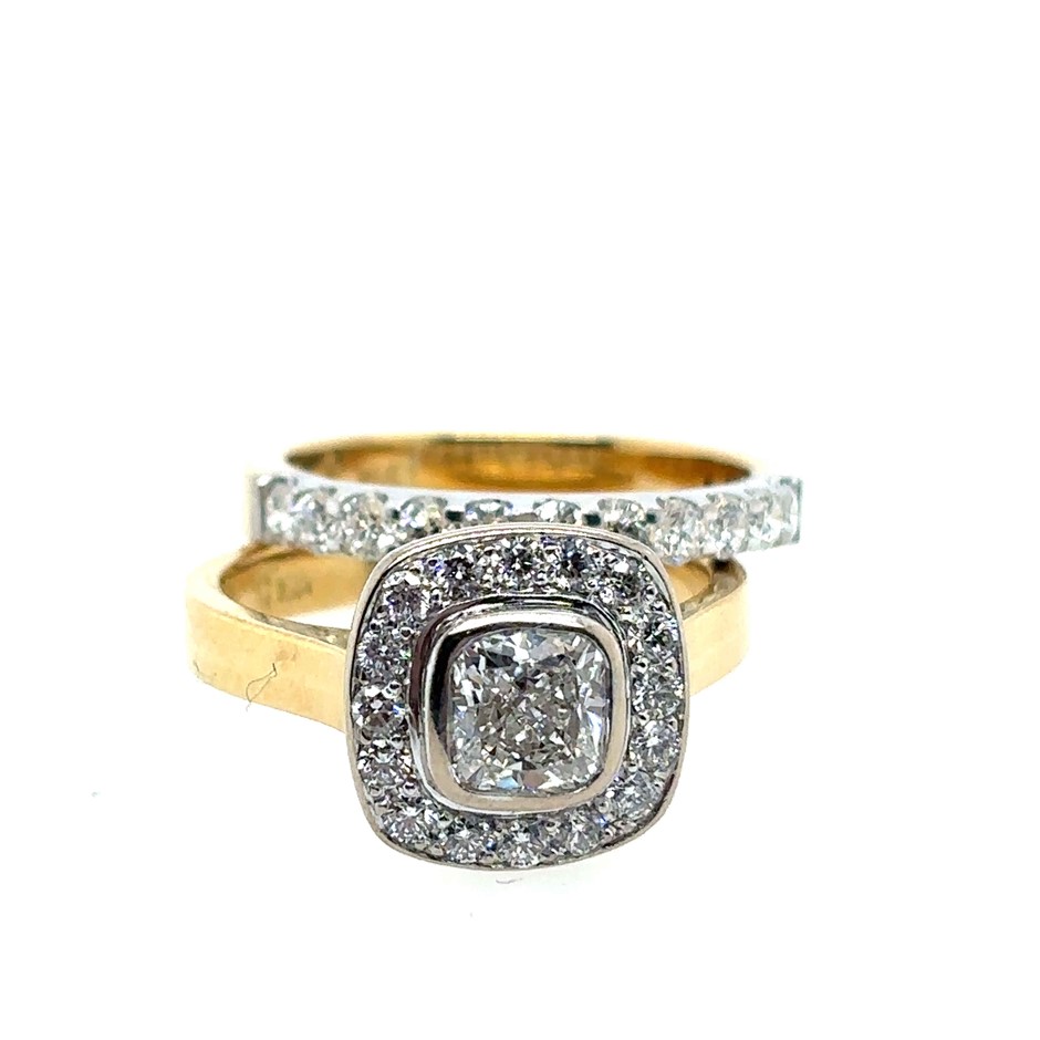 0.81ct cushion cut Dia. E/VS1 With GIA Cert. & 0.24ct 16 Stones Round Dia.