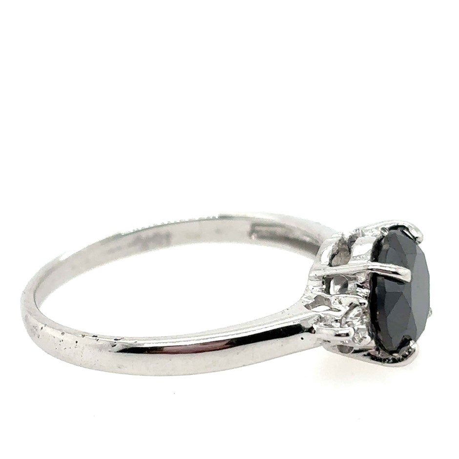 1.70ct Round Treated Black Dia. & 0.06ct 2 Stones Round White Dia. SI/G