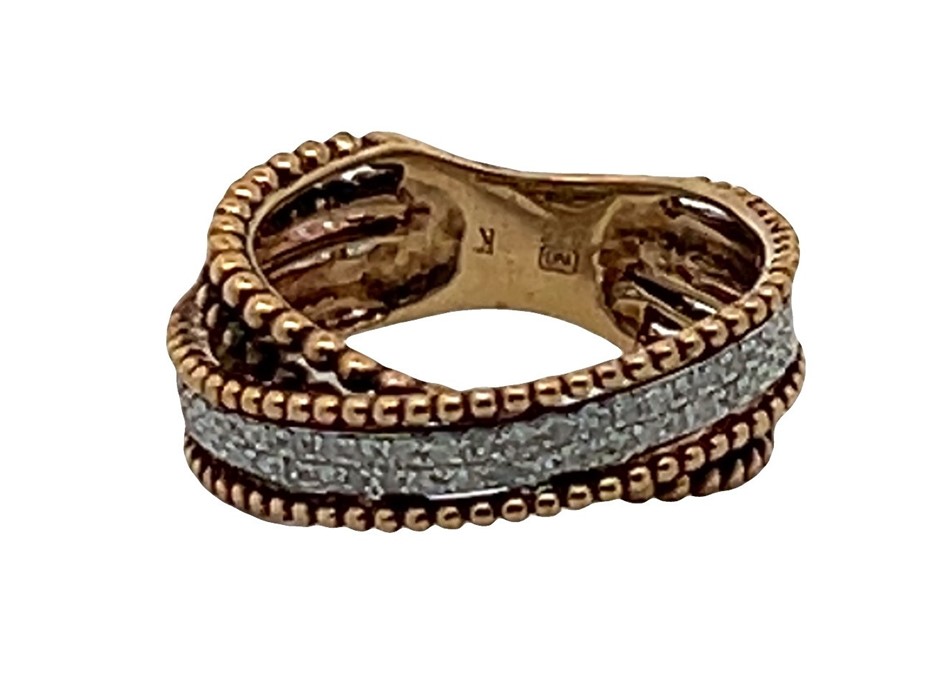 9ct Yellow Gold 0.24ct Diamond Cross Over ring