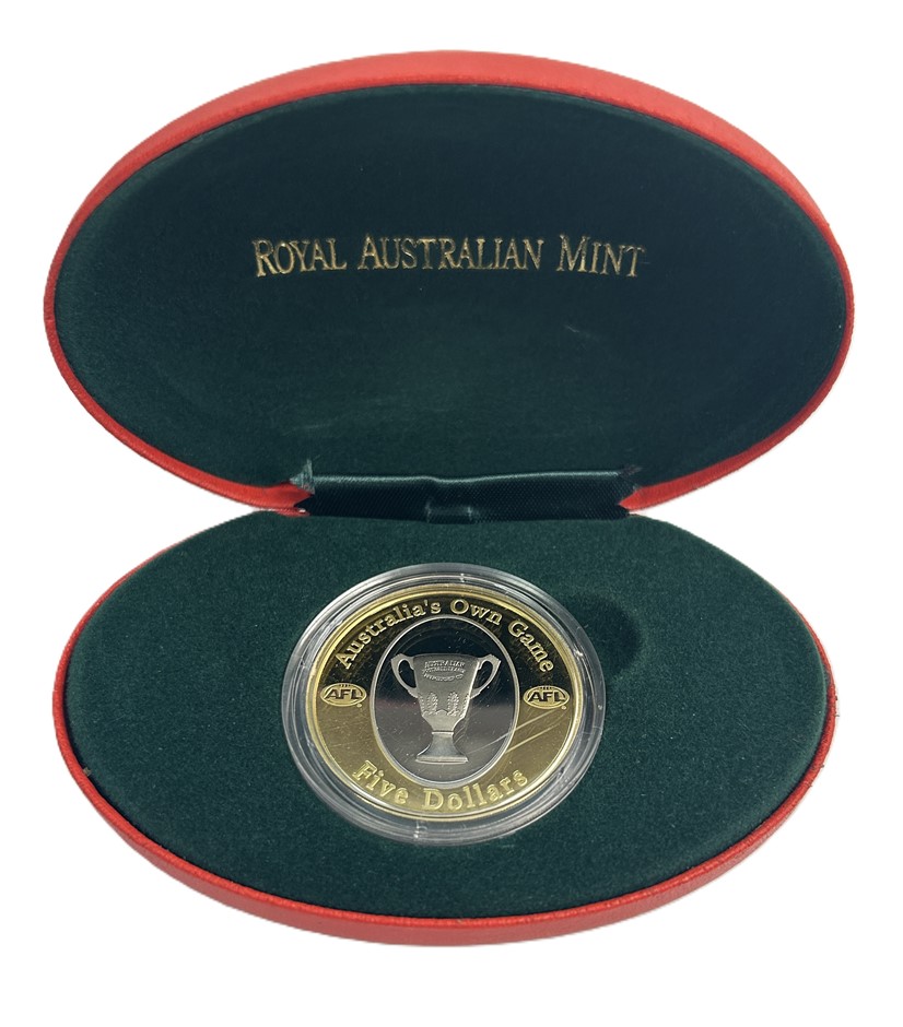 2004 Afl Australia’S Own Game $5 Gold Plated Proof Coin