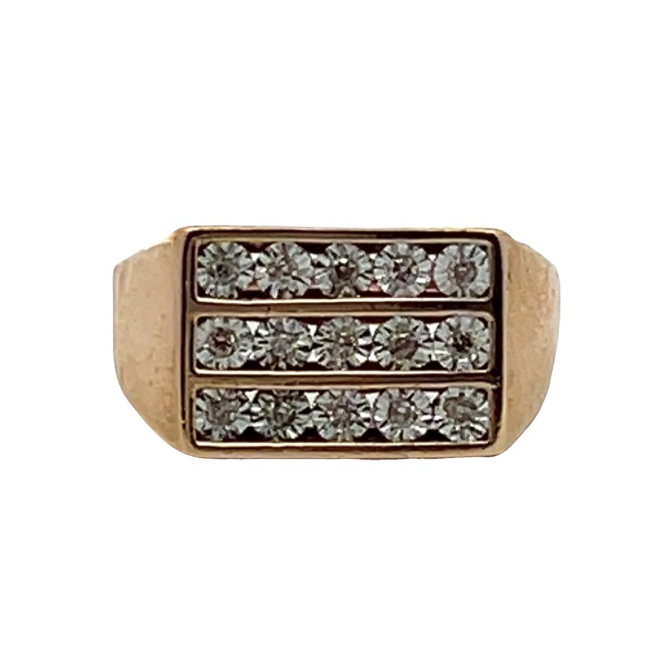 9ct Yellow Gold 0.15ct Diamond Men's Ring