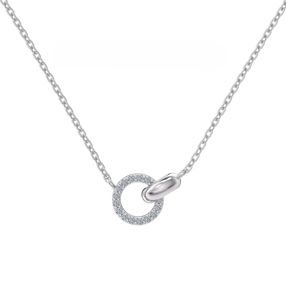 0.085ct GRA Certified Moissanite 925 Silver Toggle Link Pendant Necklace