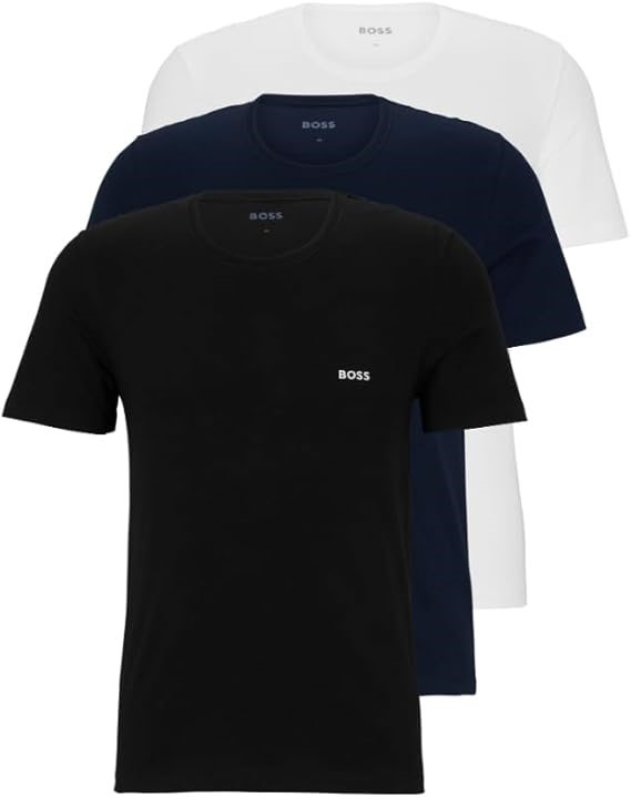 BOSS mens 3-pack Crew Neck Cotton Jersey T-shirts T-Shirt. Bright White, Bl