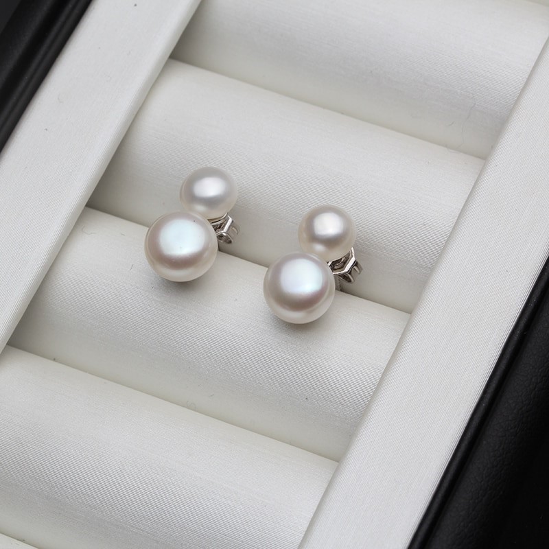 BIJ'OR - Genuine White Freshwater Pearl Double Drop Earrings, RRP $59
