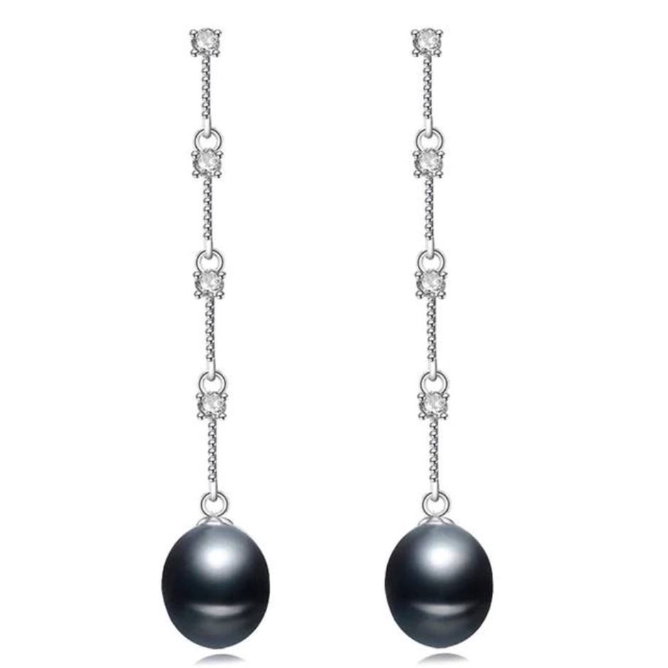 BIJ'OR - Stunning Simulated Diamond and Black Freshwater Pearl Dangle