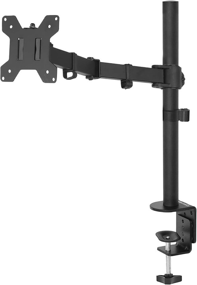 AMAZON Basics Single Computer Monitor Stand – Height Adjustable Desk Arm Mo
