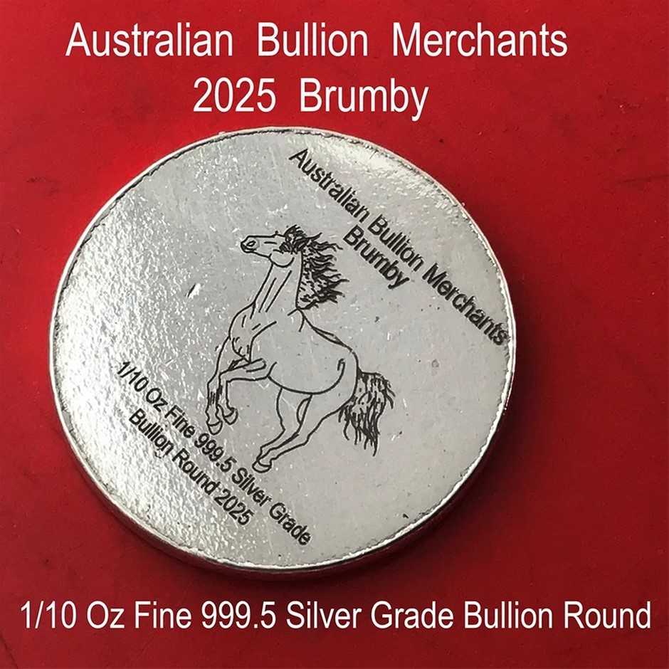 1/10 Oz 999.5 Silver Brumby 2025 Australian Bullion Merchants Round