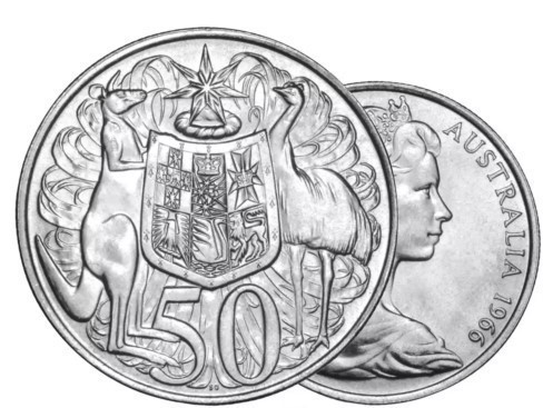 1966 Australia First & Last Queen Elizabeth Silver round 50 cents