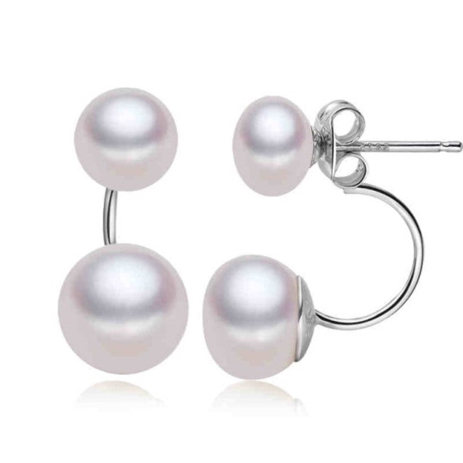 BIJ'OR - Genuine White Freshwater Pearl Double Drop Earrings. RRP 59