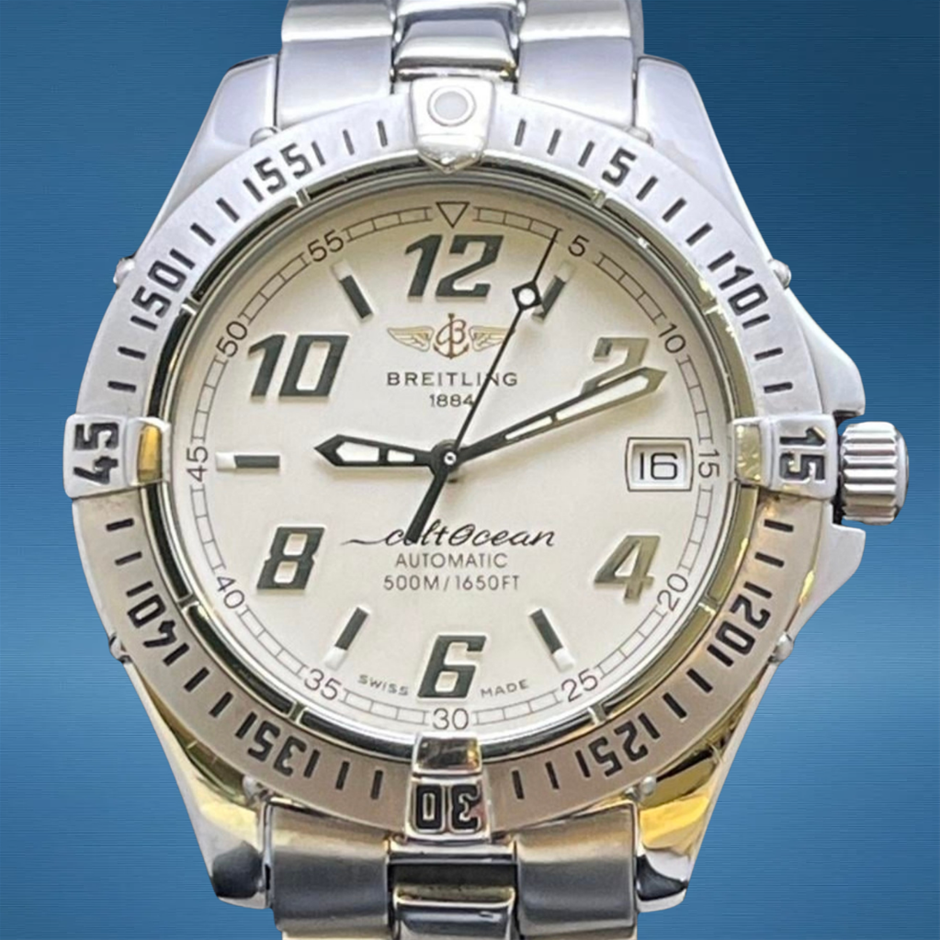 BREITLING COLT 38MM STAINLESS STEEL A17030 AUTOMATIC WHITE DIAL WXO & COA